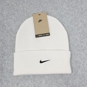 Nike Peak Tall Cuff Futura‎ Beanie White HF0187-100 Black Swoosh Unisex Winter